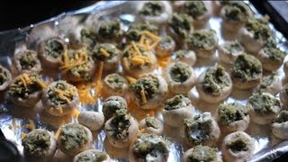 How To Make Vegetarian Stuffed Mushrooms Easy Recipe  Cooking [upl. by Reeta]