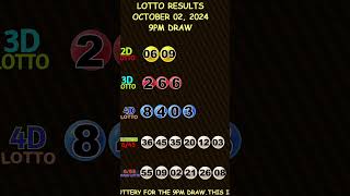 Lotto Result Today 900 pm draw October 02 2024 shorts [upl. by Melessa]