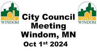 Windom City Council Meeting  October 1 2024 [upl. by Anola]