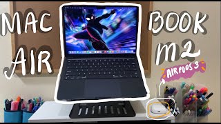 MacBook Air M2 Unboxing plus Accessories and FREE AIRPODS 3 ✨ Philippines [upl. by Drofnats]