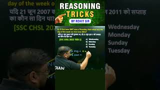 CALENDAR TRICKS  REASONING BY ROHIT SIR  shorts ssc rpfbharti ssccgl reasoning radianmensa [upl. by Charlotta]