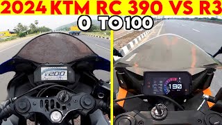 2024 Yamaha R3 VS KTM RC 390  TOPSPEED BATTLE [upl. by Carpet]