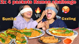 czzlingroynee Sanga Blindfold 2x SPICY🌶️ Ramen Noodles Challenge 🔥❣️ [upl. by Semyaj]