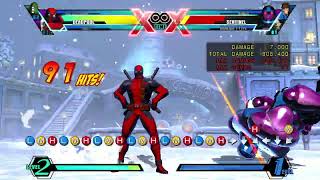 UMVC3 Deadpool  Triple Teleport Malfunction Combo [upl. by Gnem]