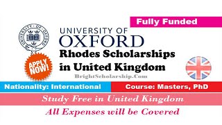 How to Apply for Rhodes Scholarships at Oxford University 2023 in UK Fully Funded Scholarship [upl. by Banky796]