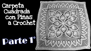 Carpeta Cuadrada con Piñas a Crochet Parte 1° 65 Centímetros [upl. by Strep774]