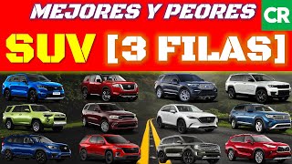 Mejores y Peores SUV 3 FILAS según CONSUMER REPORTS 2023 [upl. by Enitsej338]