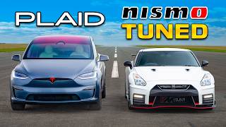 Tuned NISMO GTR v Tesla Plaid DRAG RACE [upl. by Faxon]