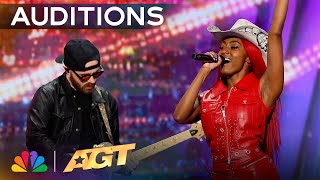 Country Artist Reyna Roberts Sings Original quotRaised Rightquot  Auditions  AGT 2024 [upl. by Helga]