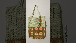 Crochet tote bag creativecrochet crochetflower youtubeshorts crochetpattern crochett [upl. by Llertnod]