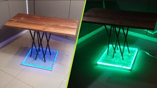 Epoxy Resin Table  LED lights  Resin Art  DIY [upl. by Akyeluz]