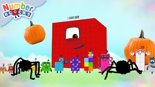 Halloween in Numberland 🎃 Number Magic 👻 Counting to 1000000  Numberblocks [upl. by Nadabas]