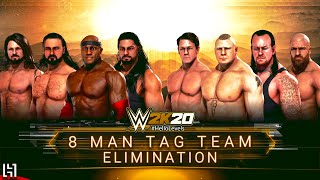 WWE 2K20 8 Man Tag Team Elimination Match Gameplay [upl. by Aikaj]