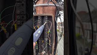 A bit of telephone pole work openreach internet phoneline fibre copper soundsandnumbers [upl. by Rior]