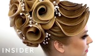 Hairstylist Does Unbelievable Designs With Hair [upl. by Yblehs842]