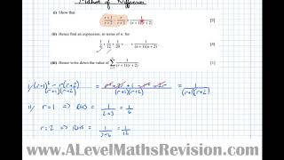 Summations of Series Method of Differences Yr2 Further Pure Core [upl. by Sonny]