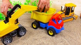 Spielzeug für Kinder Bagger Raupe und Lkw im Sand Film für Kinder [upl. by Brody]