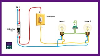 Comment Brancher Un Interrupteur Avec Deux Ampoules Schéma Electrique [upl. by Tallulah]