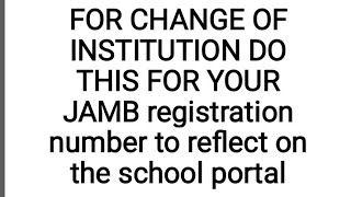 HOW LONG IT TAKES FOR JAMB REGISTRATION NUMBER TO Reflect on the school portal [upl. by Wilfrid480]