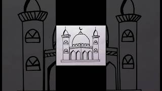 Beautiful mosque drawing  Masjid drawing tutorial  Islamic drawing  Muslim drawing shortsfeed [upl. by Zaneski]