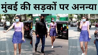 Ananya Pandey spotted on shoot at Bandra looks cute in Pink T Shirt amp Blue skirt  Shudh Manoranjan [upl. by Ginelle]