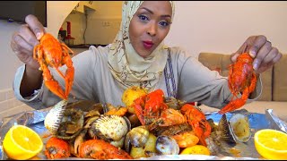 SEAFOOD BOIL RECIPE amp MUKBANG  مكبانغ الاكل البحري [upl. by Bibah]