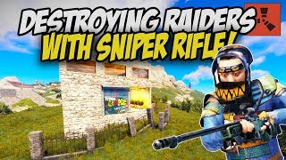 DESTROYING RAIDERS with the L96 SNIPER RIFLE  Rust Solo Survival Gameplay [upl. by Llenej]