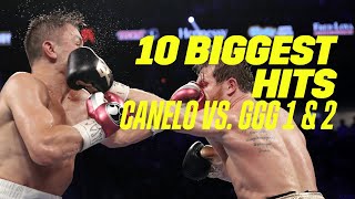 Canelo vs Gennadiy GGG Golovkin III  All The Biggest Hits From Their First Two Battles [upl. by Eloc562]