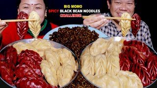 MOMO 🥟 RED MOMO 😋 SPICY BLACK BEAN NOODLES 🔥 EATING CHALLENGE  BIG MOMOS CHALLENGE [upl. by Ausoj962]