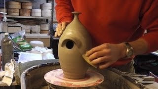 Making a Pottery Ceramic Bird House  Nest Box on the Wheel  Prototype attempt  1 [upl. by Rabiah]