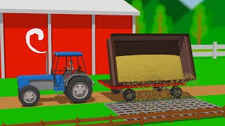 Tractor with Trailer and Combine Harvester on tracks  Animated Farming amp Farmers vehicles [upl. by Perdita]