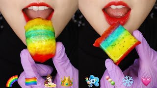 FROZEN ROLL UPS amp FRUITS ASMR JELLY ASMR EMOJI FOOD ASMR 🏳️‍🌈 [upl. by Oetsira]