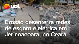 Erosão em Jericoacoara faz surgir redes elétrica e de esgoto [upl. by Lalla]