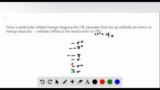 Draw a molecular orbital energy diagram for ClF Assume that the sp orbitals are lower in energy tha [upl. by Anilem]