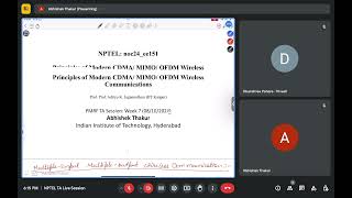 Principles of Modern CDMA MIMO OFDM Wireless Communications  NPTEL Tutorial session  Week7 [upl. by Eillit839]