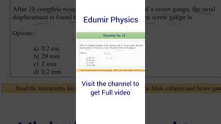 MCQ14 Measurements and Experimentation class 9 ICSE numericals Screw gauge shorts icseclass9 [upl. by Wolfie866]