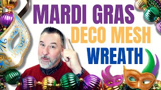 Mardi Gras Wreath  Deco Mesh Wreath  Easy DIY  wreath [upl. by Ahseryt]