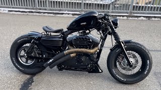 Harley Davidson sportster forty eight XL1200 Bobber Custom Sound BSL Rainbow Exhaust [upl. by Ingraham919]