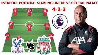 🚨 LIVERPOOL POTENTIAL STARTING LINE UP VS CRYSTAL PALACE 💥🔥 EPL 20242025 MATCH WEEK 07 [upl. by Leroj]