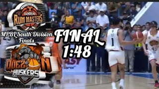 Batangas City Rum Masters vs Quezon Huskers GAME ENDING Final 148  MPBL SOUTH FINALS GAME 1 [upl. by Eanert426]