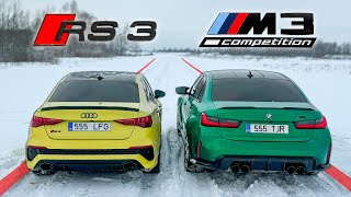 Audi RS3 Quattro vs BMW M3 xDrive  Winter DRAG RACE [upl. by Halla]