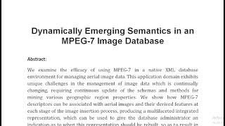 Dynamically Emerging Semantics in an MPEG 7 Image Database [upl. by Nappy792]