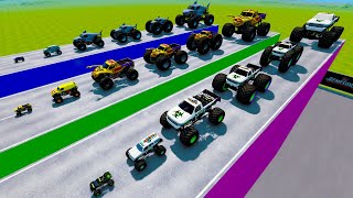 BeamNG Big amp Small Monster Trucks Racing and Jumping Through Giant Portal [upl. by Quent869]