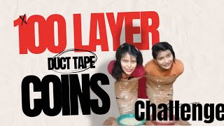 100 layer duct tape  coins challenge  ft Duggalsistersofficialchannel [upl. by Adnarrim669]