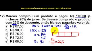 QUESTÃO DE CONCURSO PORCENTAGEM IBFC  BOM PARA SEDUC 2017 [upl. by Ammadas737]