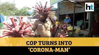 Watch Chennai cop turns into ‘Coronaman’ uses theme props to spread awareness [upl. by Aleicarg]