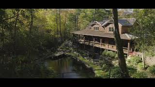 Big waterfall at Cashiers NC mountains home  The Falls at Rochester Drive [upl. by Noiek]