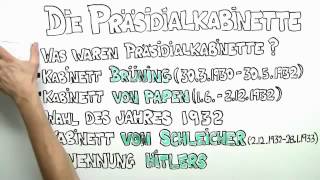 Weimarer Republik Die Präsidialkabinette  Geschichte  Deutsche Geschichte [upl. by Aibun575]