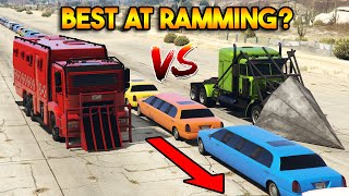 GTA 5 ONLINE  PHANTOM WEDGE VS BRICKADE 6X6 WHICH IS BEST AT RAMMING [upl. by Rawdan]