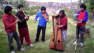 Jorge Choquehuillca harp and Family at Home in Cusco Peru in 2011 [upl. by Drofnelg]